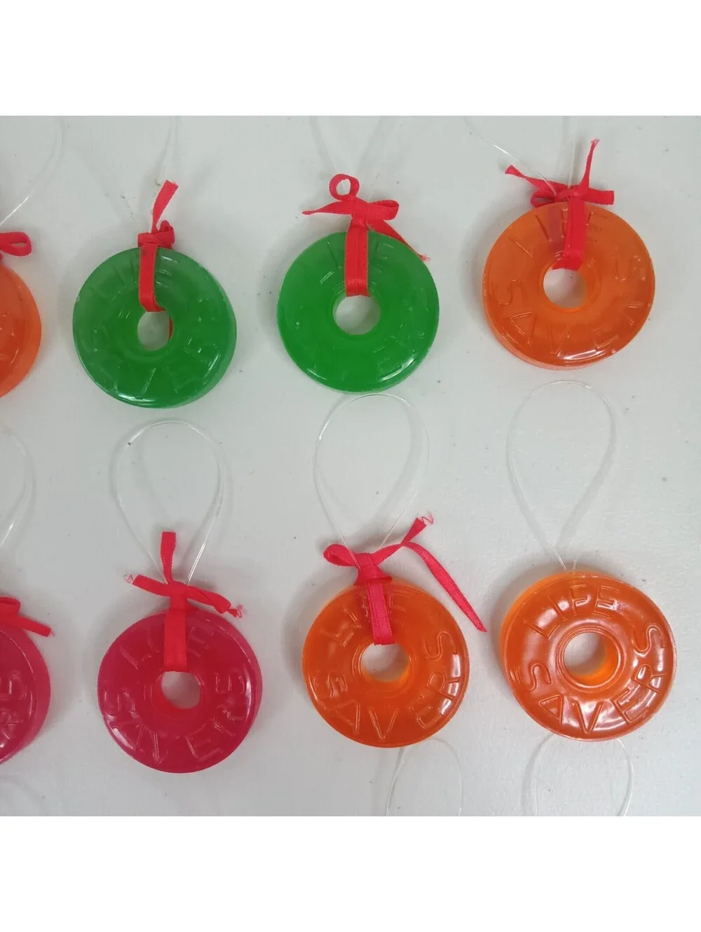 VTG 1988 Nabisco Life Savers Candy Green Red Orange Christmas Ornament of 18 Lot